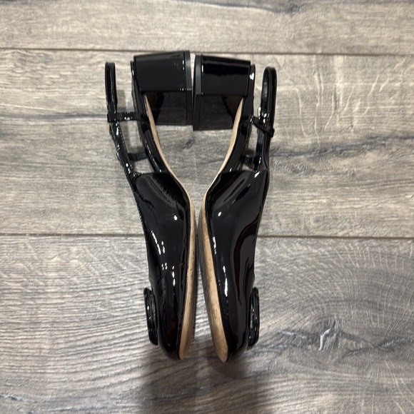 • Larroude • Women’s Block Heel Square Toe Heels Patent Black Leather 10 - Picture 3 of 5